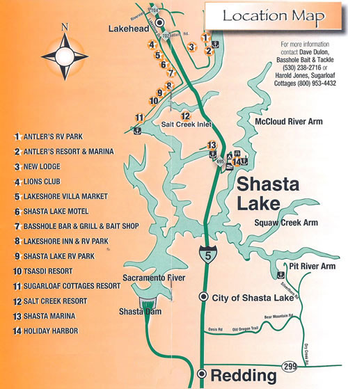 Shasta Lake Trout Derby Location Map